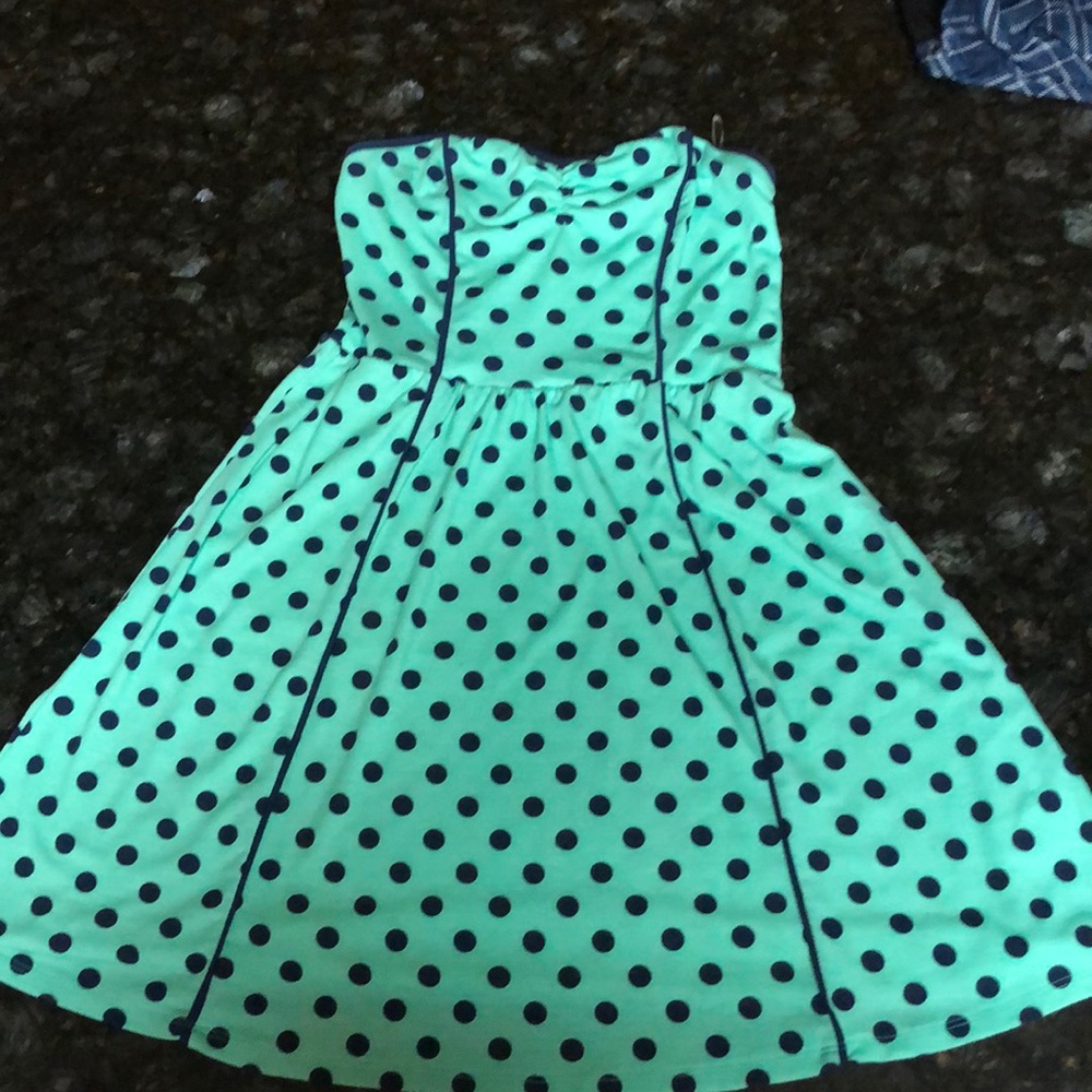 Strapless polka dot cotton dress